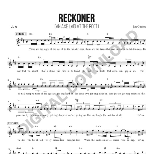 Reckoner (An Axe Laid at the Root) - Chord Chart/Lead Sheet