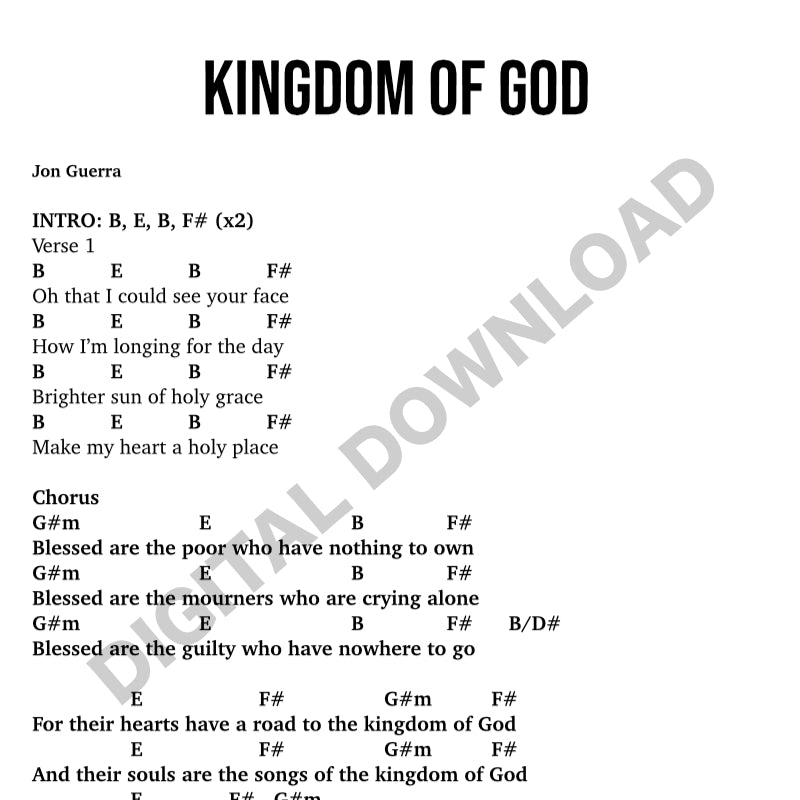 Kingdom of God - Chord Chart