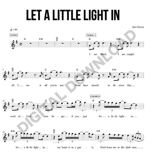 Let A Little Light In - Chord Chart/Lead Sheet