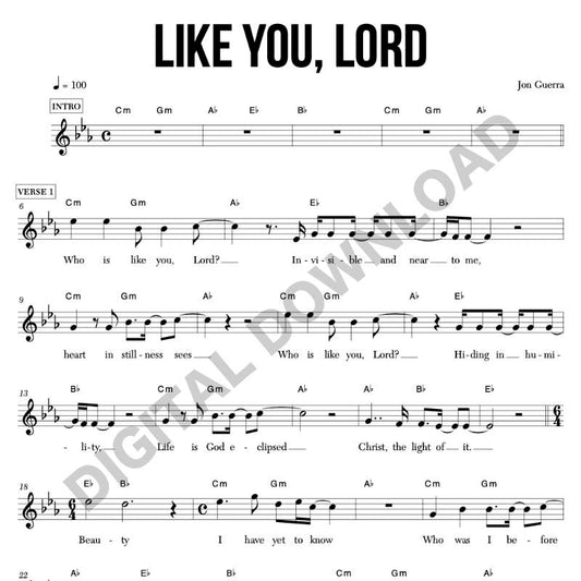 Like You, Lord - Chord Chart/Lead Sheet