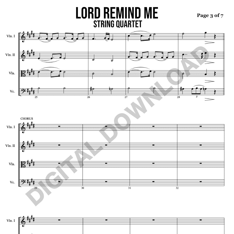 Lord Remind Me (String Quartet) - Sheet Music