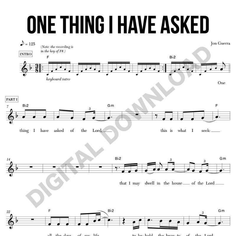 One Thing I Have Asked of the Lord - Chord Chart/Lead Sheet