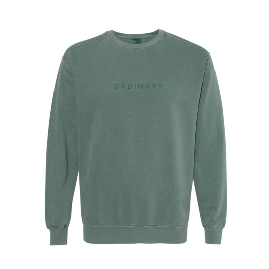 Embroidered "ORDINARY" Sweatshirt (Vintage Green)