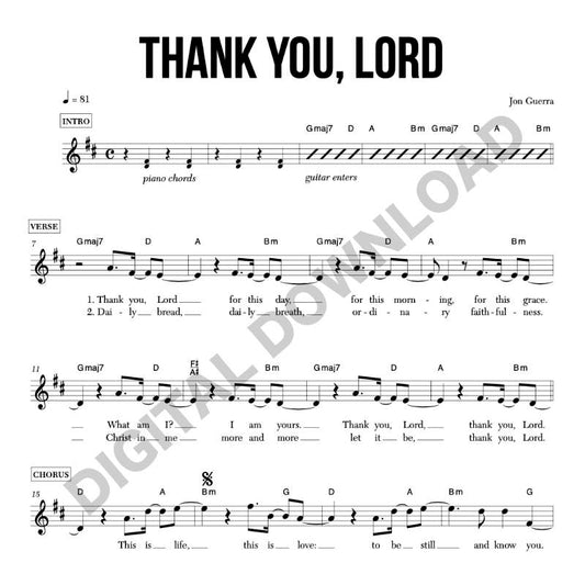 Thank You, Lord - Chord Chart/Lead Sheet