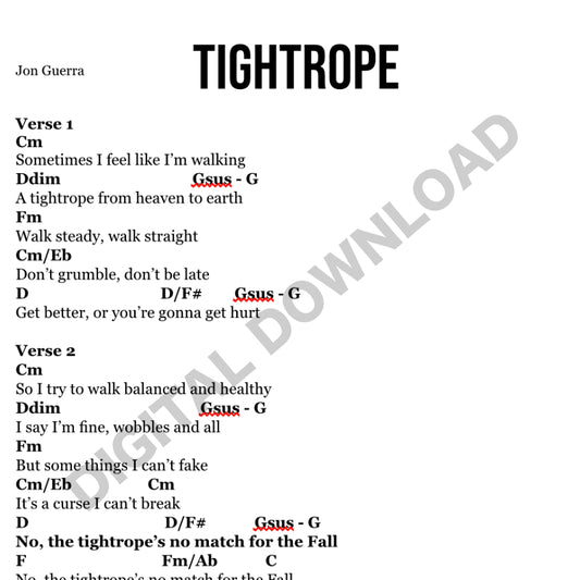 Tightrope - Chord Chart