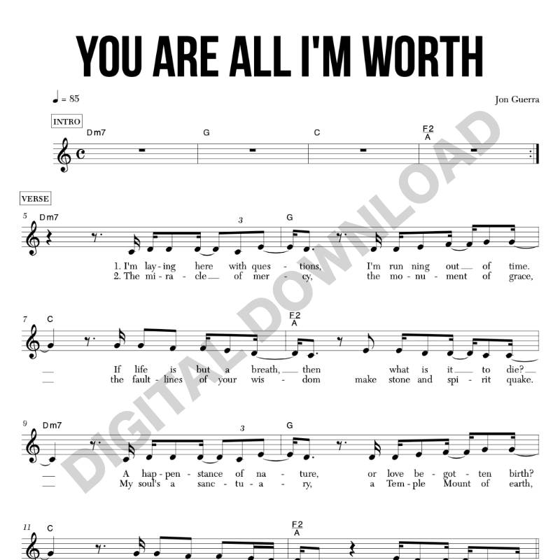 You Are All I'm Worth - Chord Chart/Lead Sheet