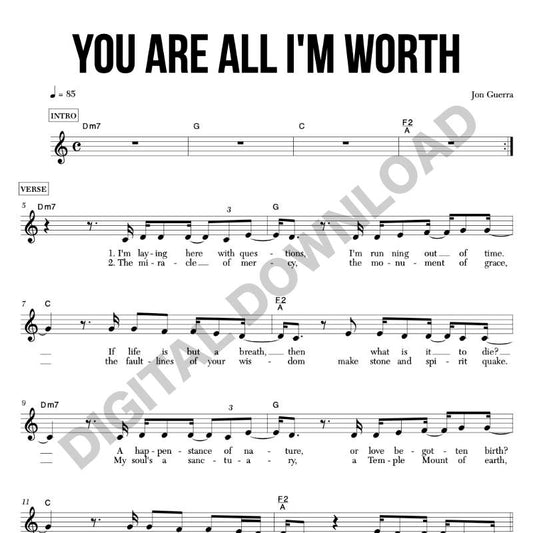 You Are All I'm Worth - Chord Chart/Lead Sheet